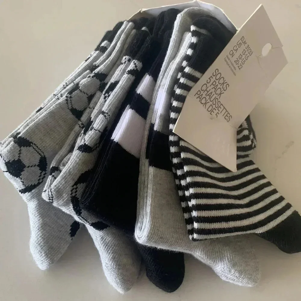 Kids H&M SOCKS new in package 5 pack black white and grey sz 13-1.5